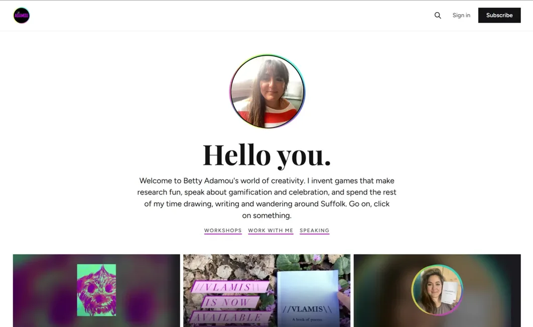 bettyadamou.com home: Hello you