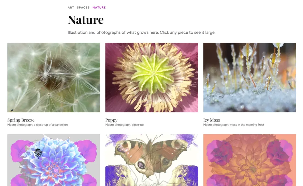 The Nature gallery on bettyadamou.com