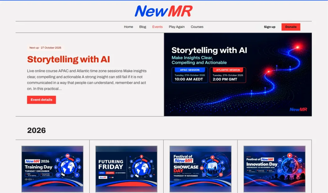NewMR events: Storytelling with AI and the 2026 festival