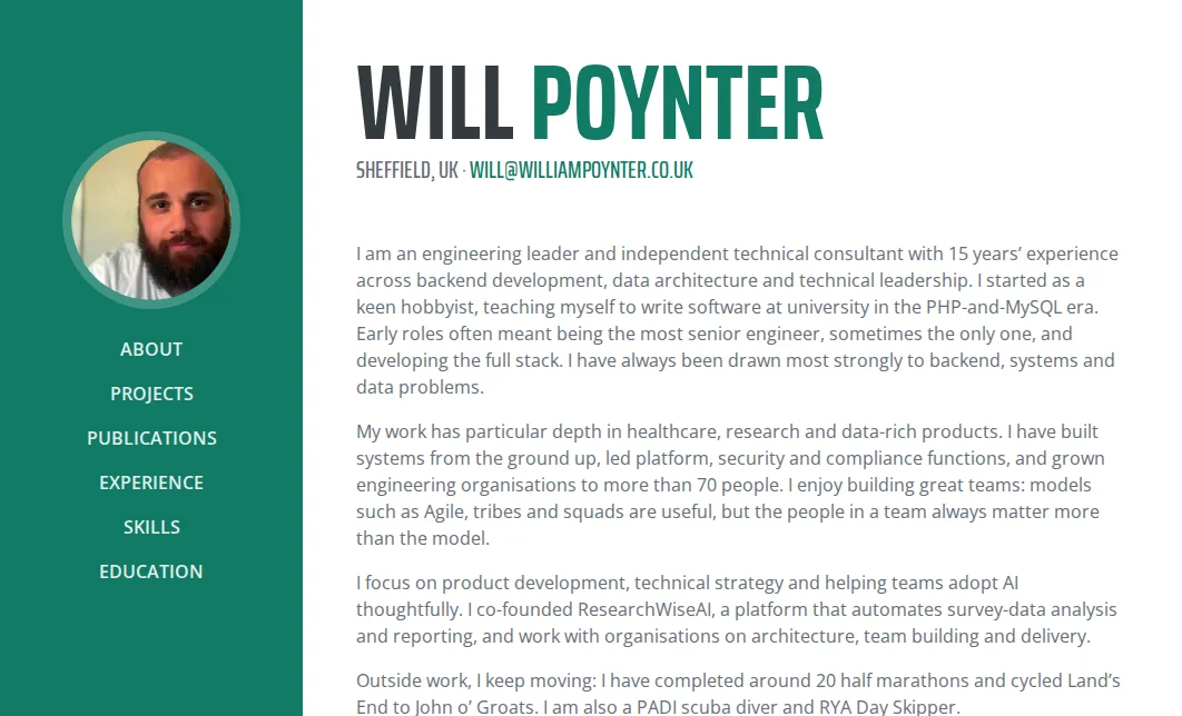 Will Poynter's professional portfolio